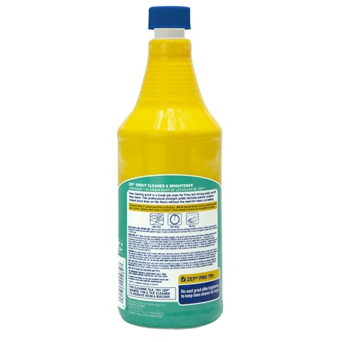 Zep Grout Cleaner and Brightener - 32 Ounce (1 Bottle) - ZU104632 - Deep Cleaning Formula Removes Old Stains From Grout