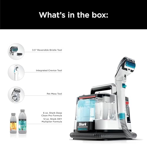 Shark PX201 StainStriker Portable Carpet & Upholstery Cleaner, Spot, Stain, & Odor Eliminator, 3 Attachments, Perfect for Pets, Carpet, Area Rugs, Couches, Upholstery, Cars & More, White (Renewed)