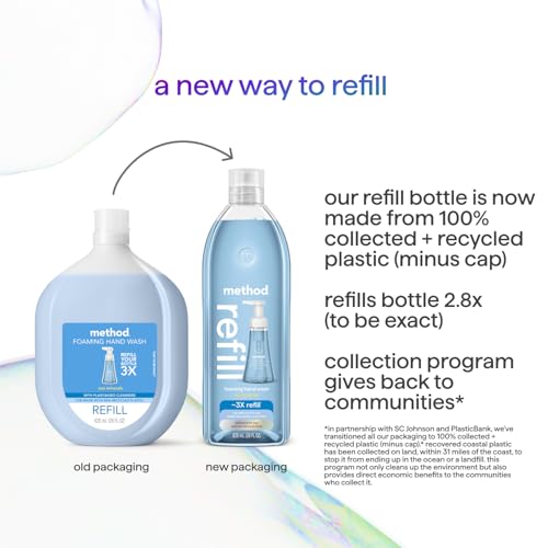 Method Foaming Hand Soap Refill, Sea Minerals, Recyclable Bottle, 28 oz, (Pack of 1) (Packaging May Vary)