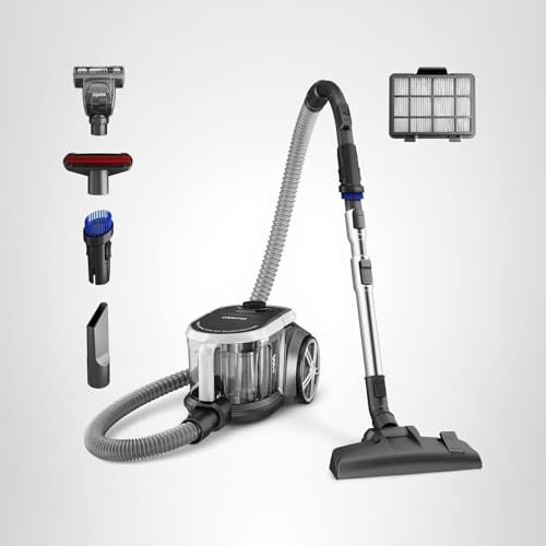 Eureka Bagless Canister Vacuum Cleaner, Lightweight Vac for Carpets and Hard Floors, Silver with Black, NEN180