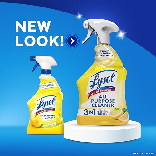 Lysol All Purpose Cleaner Spray, Multi-Purpose Disinfecting Spray, Kitchen & Bathroom Cleaner, Lemon Breeze Scent, 32 Fl Oz