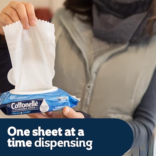 Cottonelle Fresh Feel Flushable Wet Wipes, Adult Wet Wipes, 8 Flip-Top Packs, 42 Wipes Per Pack (336 Total Wipes), Packaging May Vary