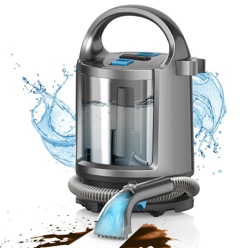 Aspiron Portable Carpet Cleaner Machine, 20KPa Upholstery Cleaner for Carpet, Couch & Car Seats, Pet Stain Spot Cleaner with Dual Tanks, 2 Brush Heads, Compact Design