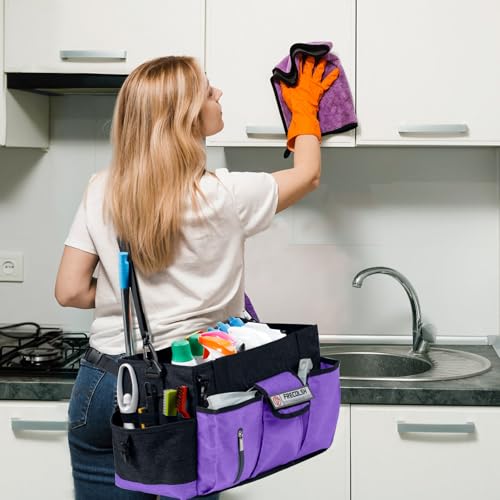 FRECOLSH Cleaning Caddy for Cleaning Suppliers Organizer with Pockets for House Cleaning Essentials, Cleaning Organizer, Wearable Cleaing Bag Tote, Storage Caddy for Housekeeping