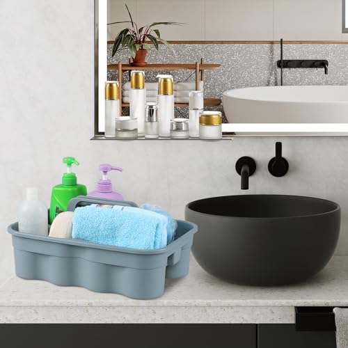 Fabnati 6-Pack Plastic Cleaning Storage Caddy with Handle, Cleaning Caddy Organizer, Gray
