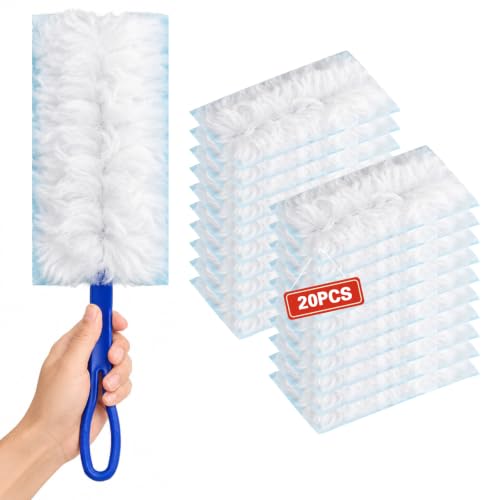 20 Pcs for Swiffer Duster Refills for Swiffer Dusters, Heavy Duty Duster for Duster Kit with Handle, Microfiber Refills for Cleaning Blinds Furniture Car Ceiling Fan Cleaner