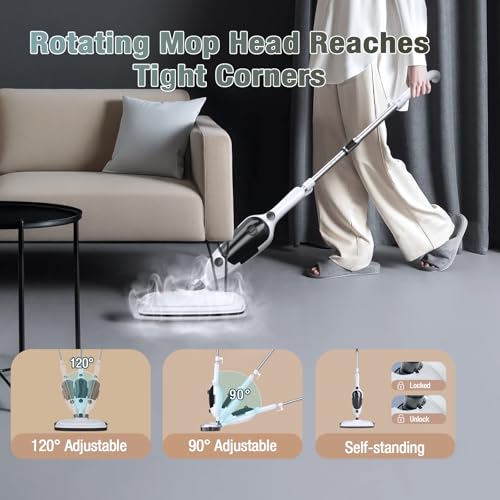 11-in-1 Steam Mop, Powerful Handheld Steam Cleaner for Home with 23FT Cord &15.2 OZ Water Tank, 3 Steam Modes MultiPurpose Steam Mop for Hardwood Floors, Clothes, Tile, Windows, Carpet