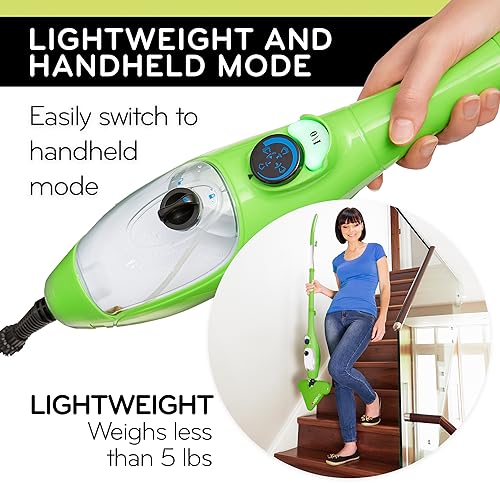 H2O X5 Steam Mop & Handheld Steam Cleaner | 5-in-1 Floor Steamer | Hardwood, Tile & Laminate Cleaner | Carpet Glider Included | Grout, Window & Garment Attachments