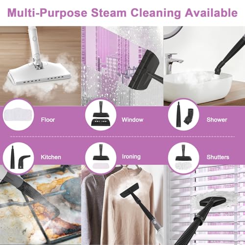 6-in-1 Steam Mop, 1200W Rotated Steam Cleaner for Home, 2 Modes, 400ML Removable Tank, 23FT Power Cord, 2 Pads, Multi-Surface Steamer for Hard Floor, Laminate Floor, Tiles Cleaning (Lunar Halo)