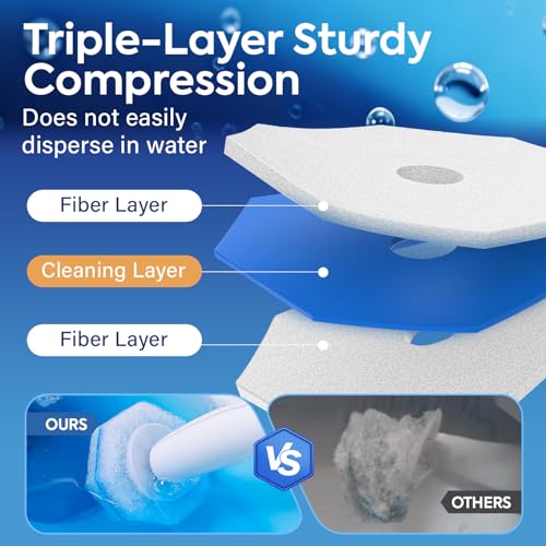 Clorytom 50 Pcs Disposable Toilet Cleaner Refill Pads, Universal Toilet Bowl Brush Replacement Heads, Durable Deep Cleaning Refills, Fresh Scent Bathroom Cleaning Supplies