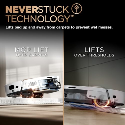 Shark PowerDetect | 2-in-1 Robot Vacuum & Mop for Carpets & Hard Floors | Powerful Suction & Mopping for Pet Hair | Self-Empty & Self-Clean NeverTouch Pro Base | 60-Day Capacity | White | AV2800ZE