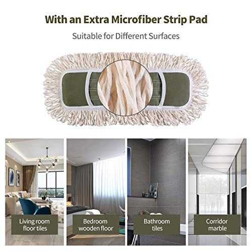 Eyliden Dust Mop, 2 Microfiber Pads, Home Commercial Cleaning, Quick Swap