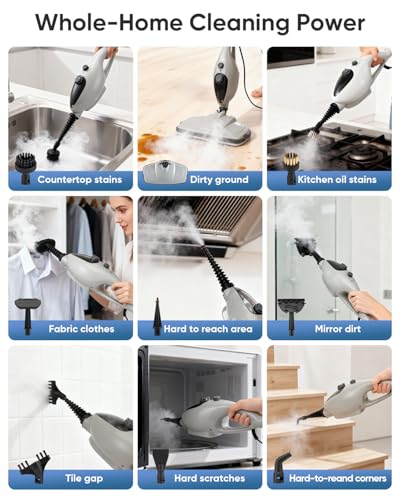 CYK Steam Mops for Floor Cleaning, 12 in 1 Handheld Steam Cleaner for Home, Floor Steamer for Hardwood Floors and Tile(Grey-grey)