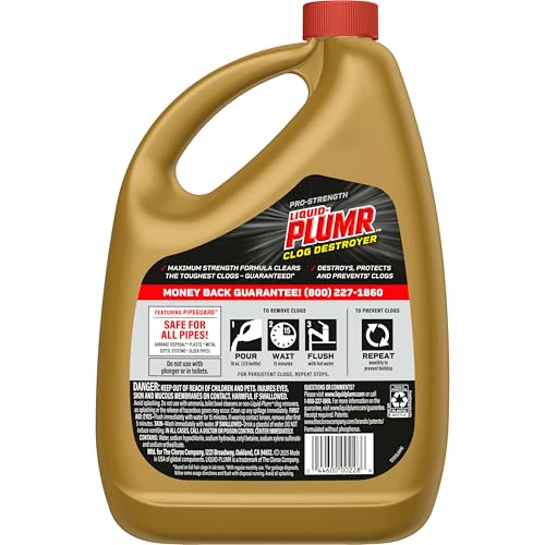 Liquid-Plumr Pro-Strength Full Clog Destroyer, Bathroom & Kitchen Sinks, Shower and Tub Drain, Safe for Pipes, Liquid Drain Cleaner, 80 Fluid Ounces
