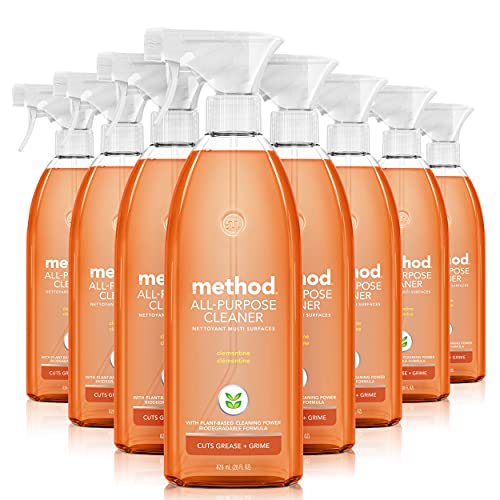 Method All-Purpose Cleaner Spray, Clementine, Perfect for Most Counters, Tiles, Stone, and More, 28 Oz Spray Bottles, (Pack of 8)