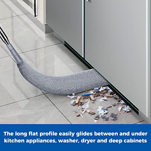 Retractable Gap Dust Cleaner Cleaning Tools with 2 Microfiber Dusting Cloths Long Handle 60inches Washable and Retractable Duster Brush for Cleaning Under Appliances Furniture Couch Fridge