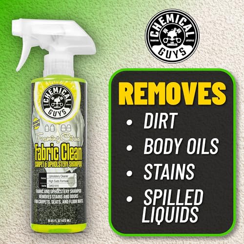 Chemical Guys Sprayable Citrus Fabric Clean Carpet & Upholstery Cleaner (Car Carpets, Seats & Floor Mats), 16 fl oz, Citrus Scent + Induro 7 Heavy Duty Nifty Interior Brush - HOL463