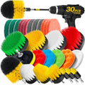 Holikme 30Pack Drill Brush Attachments Set,Scrub Pads & Sponge, Power Scrubber Brush with Extend Long Attachment All Purpose Clean for Grout, Tiles, Sinks, Car Polishing Pads,Bristle Discs