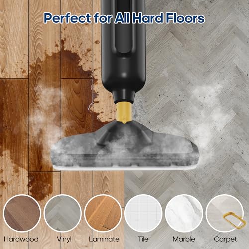 NEWBULIG Steam Mop for Hardwood/Tile/Carpet, Lightweight Steamer Cleaner for Floor Cleaning with 330ML Water Tank, Heats Up in 30 Seconds，16.4 FT Cord and 2 Washable Pads