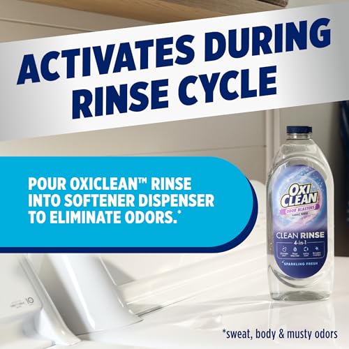 OxiClean Odor Blasters Fabric Rinse, 4-in-1 Clean Rinse Formula, Laundry Additive and Odor Eliminator for Sweat and Musty Odors, Sparkling Fresh Scent, 50 fl oz