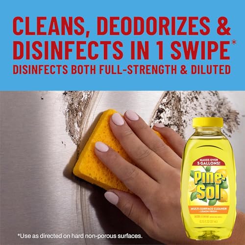 Pine-Sol Multi Surface Cleaner, 6 Pack, Concentrated Multi Purpose Cleaner and Degreaser for Kitchen and Bathroom, Makes 5 Gallons, Lemon Fresh Scent, 10.75 oz. Each