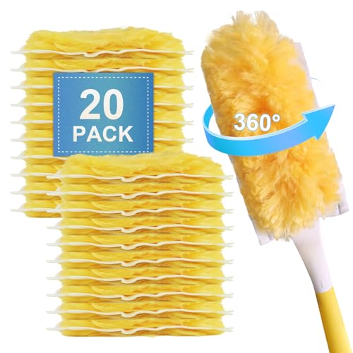 20 Pack Heavy Duty Duster Refills for Swiffer, Multi-Surface 360° Disposable Dusters Kit for Cleaning Dusting Electronics Furniture Blind Ceiling Fan (Handle is Not Included)