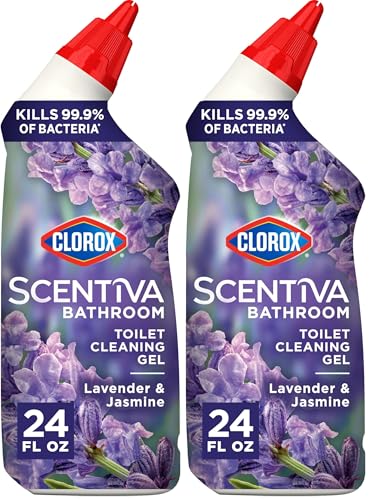 Clorox Scentiva Bathroom Toilet Cleaning Gel, Lavender and Jasmine, 24 Fluid Ounces (Pack of 2)
