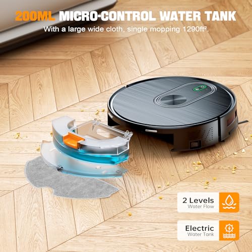 XIEBro Robot Vacuum and Mop Combo, 6500Pa Strong Suction, 2 in 1 Robotic Vacuum with Gyro Inertial Navigation, 200 Min Runtime, App/Wi-Fi/Voice Control, Slim, for Pet Hair, Hard Floor, Carpet