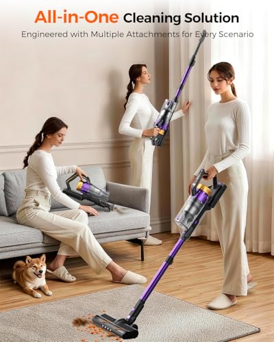 Rittvot Cordless Vacuum Cleaner for Home, 580W/48KPa Powerful Suction, 65 Min Runtime, Lightweight Stick Vacuum with LED Screen & Wall Mount, Handheld Vacuum for Pet Hair, Carpet & Hard Floors