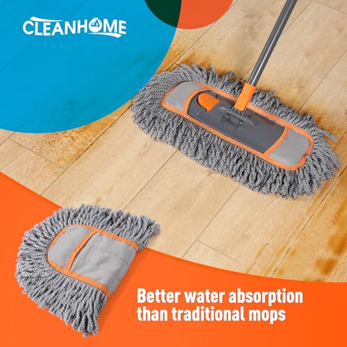 CLEANHOME Microfiber Dust Mop Replacement Pads for Hardwood Floor Cleaning, Washable and Reusable Chenille Mop Pads 3 Packs