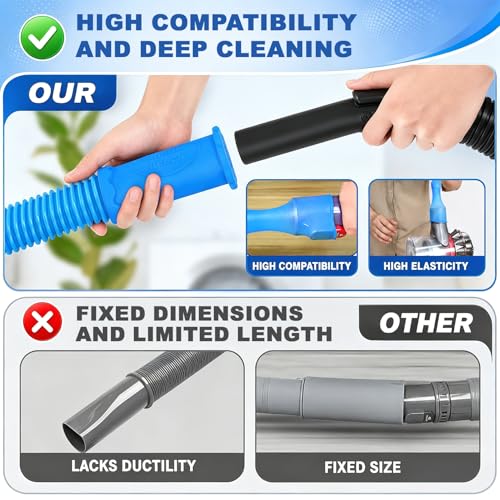 PetOde 2 Pieces Dryer Vent Cleaner Kit Compatible with Most Vacuum Cleaner, Dryer Lint Brush and Vacuum Hose Attachment with Universal Connector, Quickly Lint Remover