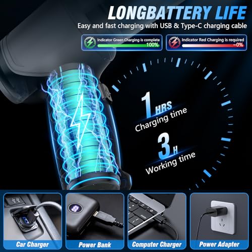 IHE Car Vacuum Cleaner, 15000Pa Handheld Cordless Rechargeable Wet & Dry Vacuum, 120W High Power for Car, Pet, Home, Office Cleaning, Washable HEPA Filter, Multi-Nozzles