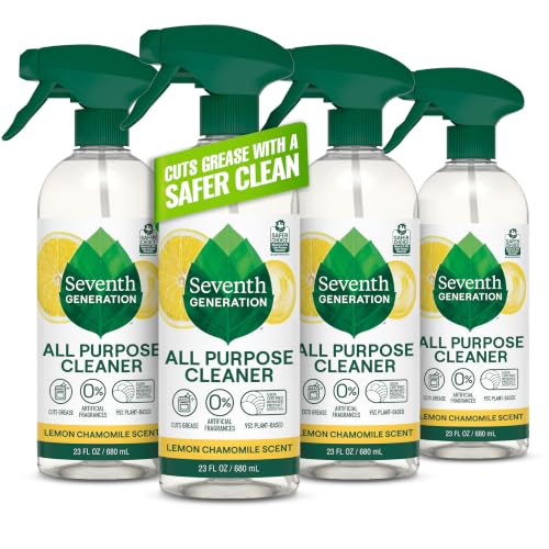 Seventh Generation All Purpose Cleaning Spray Surface Cleaner Lemon Chamomile scent Cuts Grease 23 oz, Pack of 4