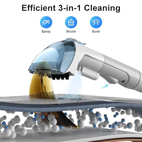 Rivenara Carpet Cleaner Machine Upholstery - 450W Shampooer Couch Cleaning Portable Vacuum Rug Sofa Car Seat Fabric Mattress Pet Spot Extractor for Furniture Water Hand Held Scrubber Small Deep Washer