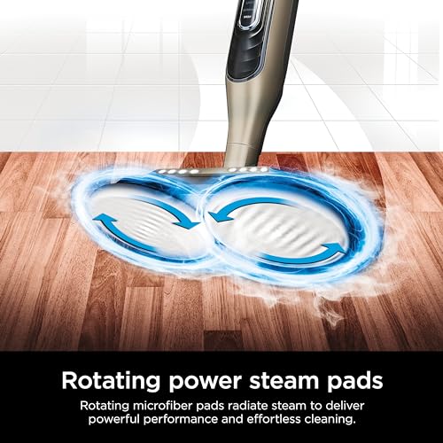 Shark S7001 Mop, Scrub & Sanitize at The Same Time, Designed for Hard Floors, with 4 Dirt Grip Soft Scrub Washable Pads, 3 Steam Modes & LED Headlights, Gold
