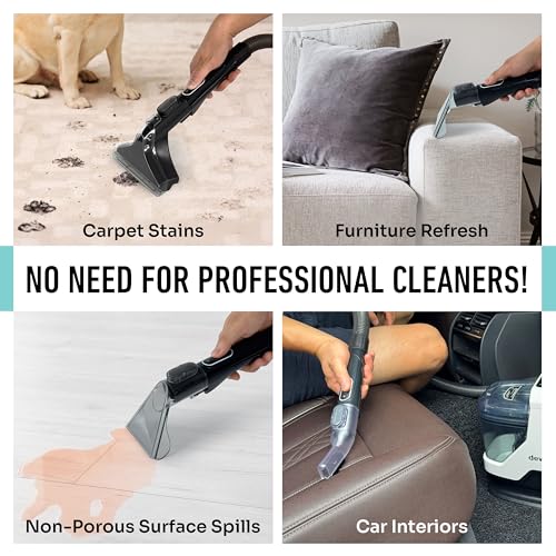 DeWitt Spot Genie Pro Portable Carpet Cleaner Machine, Upholstery Cleaner – Lightweight 7.7lb Pet Stain & Odor Remover with 4 Cleaning Tools, Compact Design for Home, Car, and Furniture