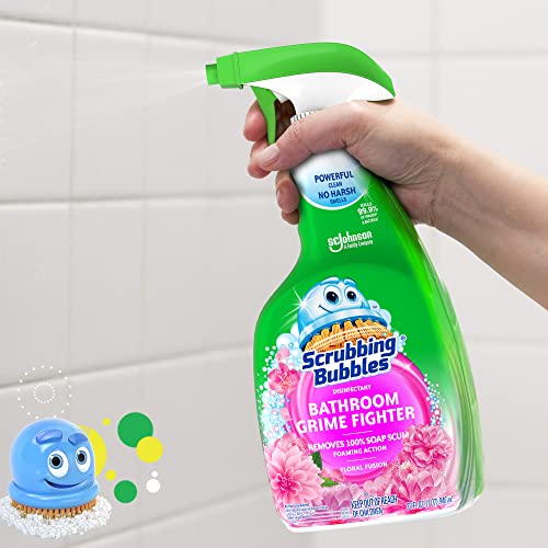 Scrubbing Bubbles Bathroom Grime Fighter, Floral Fusion Scent, 32 Fl Oz Spray Bottle, (Pack of 2)