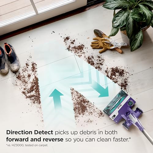 Shark POWERDETECT Ultra-Light Corded Stick Vacuum with DuoClean Technology, Self-Cleaning Brushroll for No Hair Wrap, Anti-Allergen Complete Seal & Odor Neutralizer Technology, Eggplant, HZ4002