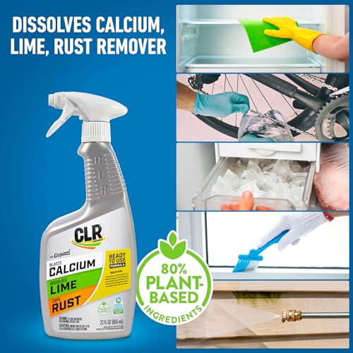 CLR Brands® Lime & Rust Remover, Blasts Calcium, Dissolves Lime, Zaps Stubborn Rust Stains and Hard Water, 22 Ounce Spray Bottle (Pack of 1)
