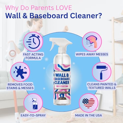 812 Wall & Baseboard Cleaner Spray – Safely Cleans Painted Walls, Baseboards, Kitchen Cabinets, Doors & More | Family & Pet Friendly | Made in America | 24oz.