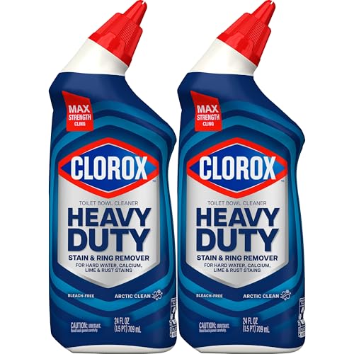 Clorox Toilet Bowl Cleaner Heavy-Duty Gel, Arctic Clean, Bleach-Free Stain Remover, Kills 99.9% of Germs, 24 oz, Pack of 12