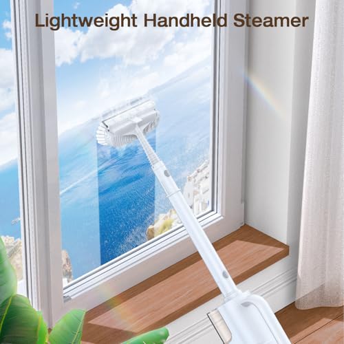Steam Mop with Detachable Handheld Steam Cleaner, 10-in-1 Multi Accessories, Quick 10s Heat, 350ml and 2-Level Steamer for Cleaning Floor, Carpet, BBQ Grill, Tile, and Grout, Light White