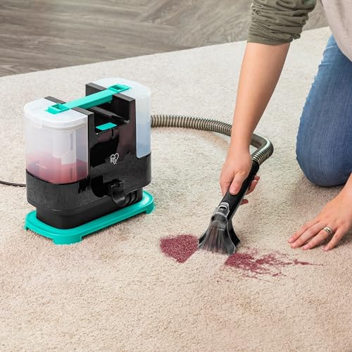 IRIS USA Carpet Spot Cleaner Machine 110V with Auto Spray for Low Pile Carpet, Couch, Sofa, Upholstery, Car Detailing, Shallow Berber Rug, Lightweight Portable Chemical-Free Stain Remover, 1000mL Tank