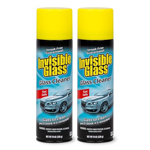 Invisible Glass 91164-2PK Premium Aerosol Glass Cleaner Spray for Car Windshields and Windows, Automotive and Home Window Cleaner, Streak-Free, Ammonia-Free, Tint-Safe – 19 oz (Pack of 2)