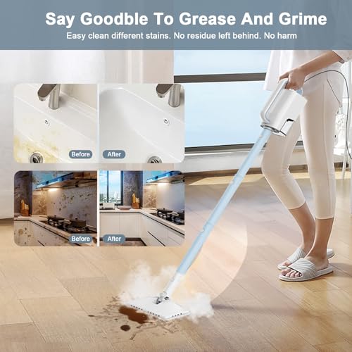 Steam Cleaner, 6 in1 Rotated Steam Mop Cleaner with 2 Modes, 23FT Power Cable, Detachable Steam Mops for Floor, Laminate Floor, Tiles Cleaning (Azure)