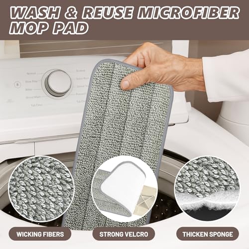HOMTOYOU Wet Mop for Floor Cleaning: Spray Mop for Multi-Surface Floors