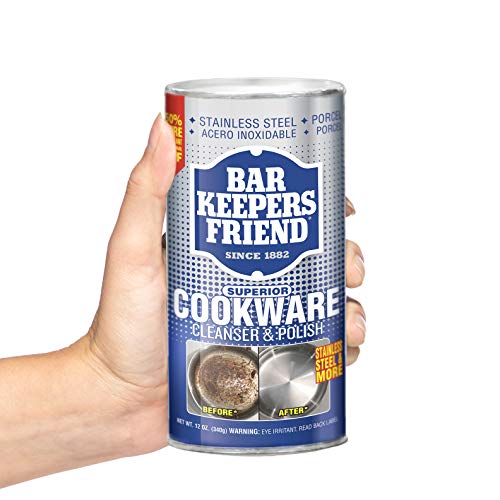 Bar Keepers Friend Cookware Cleanser & Polish (12 oz) - Cleaner, Degreaser & Stain-Remover - for Use on Stainless Steel and Copper Pots, Pans and Utensils, Glass Casserole Dishes and More (6)