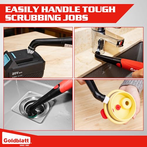 Goldblatt 18-Piece Cordless Electric Spin Scrubber Kit, Handheld Power Brush for Bathroom, Kitchen, Shower, Tile, Grout and Household Surfaces