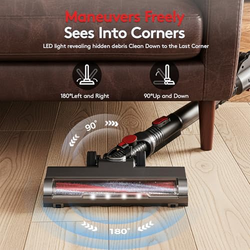 RONEAIR Cordless Vacuum Cleaners for Home,40Kpa 45Mins Vacuum Cleaner Cleans Under Furniture Without Bending,Self-Standing,Powerful Stick Vacuum Cordless for Pet Hair,Hard Floors,Carpets,Car