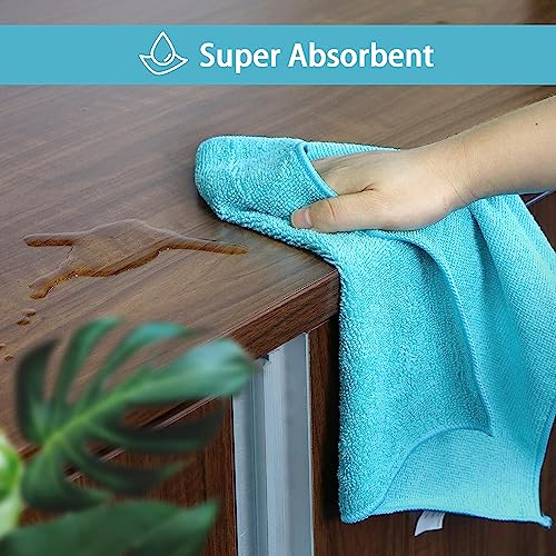 HOMEXCEL Microfiber Cleaning Cloth, 8 Pack Cleaning Rags, Cleaning Towels with 4 Color Assorted, 11.5"X11.5"(Green/Blue/Yellow/Pink)